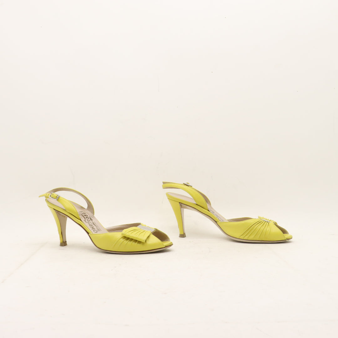 Salvatore Ferragamo Sandalo con Tacco Giallo Taglia 7 Donna