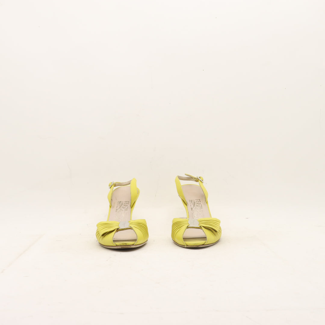 Salvatore Ferragamo Sandalo con Tacco Giallo Taglia 7 Donna