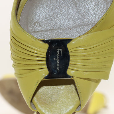 Salvatore Ferragamo Sandalo con Tacco Giallo Taglia 7 Donna