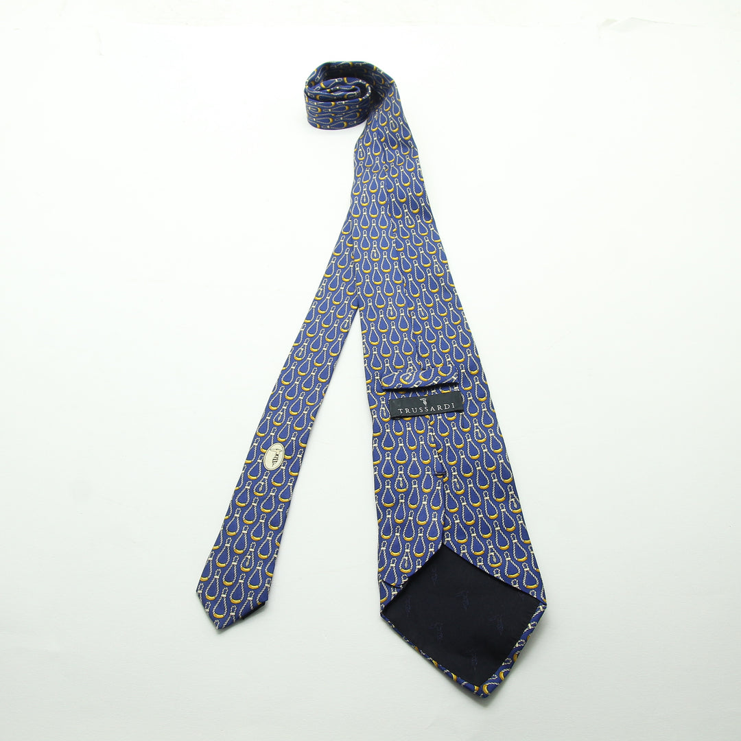 Trussardi Cravatta Vintage Blu in Seta Uomo