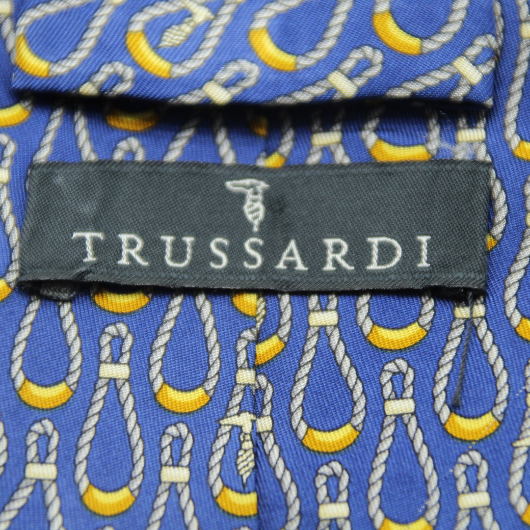 Trussardi Cravatta Vintage Blu in Seta Uomo