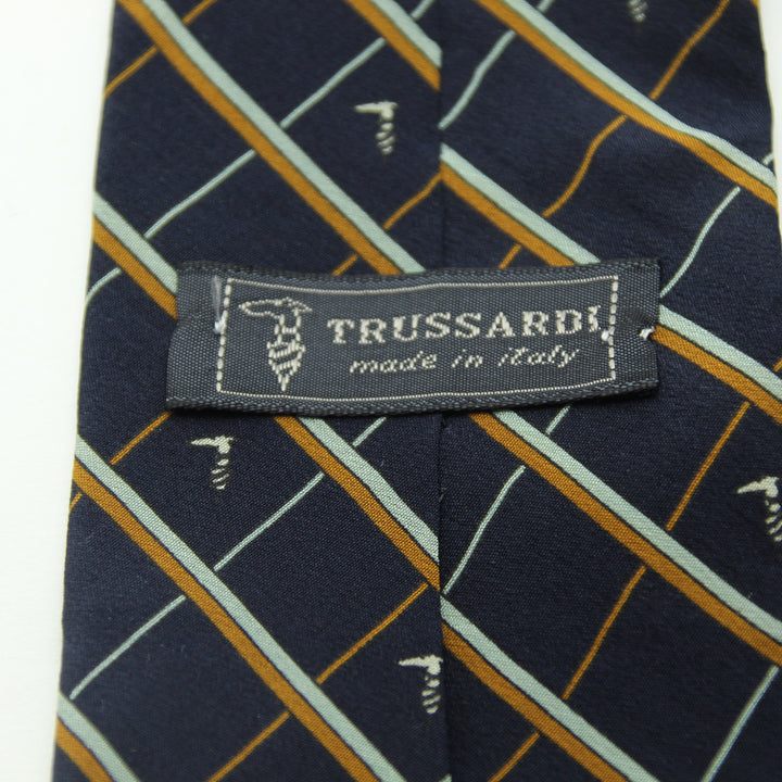 Trussardi Cravatta Blu in Seta Uomo