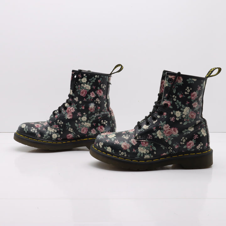 Dr. Martens 1460 Stivaletto Nero Floreale in Pelle Eur 36 Donna