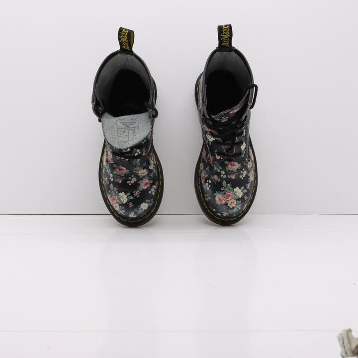 Dr. Martens 1460 Stivaletto Nero Floreale in Pelle Eur 36 Donna