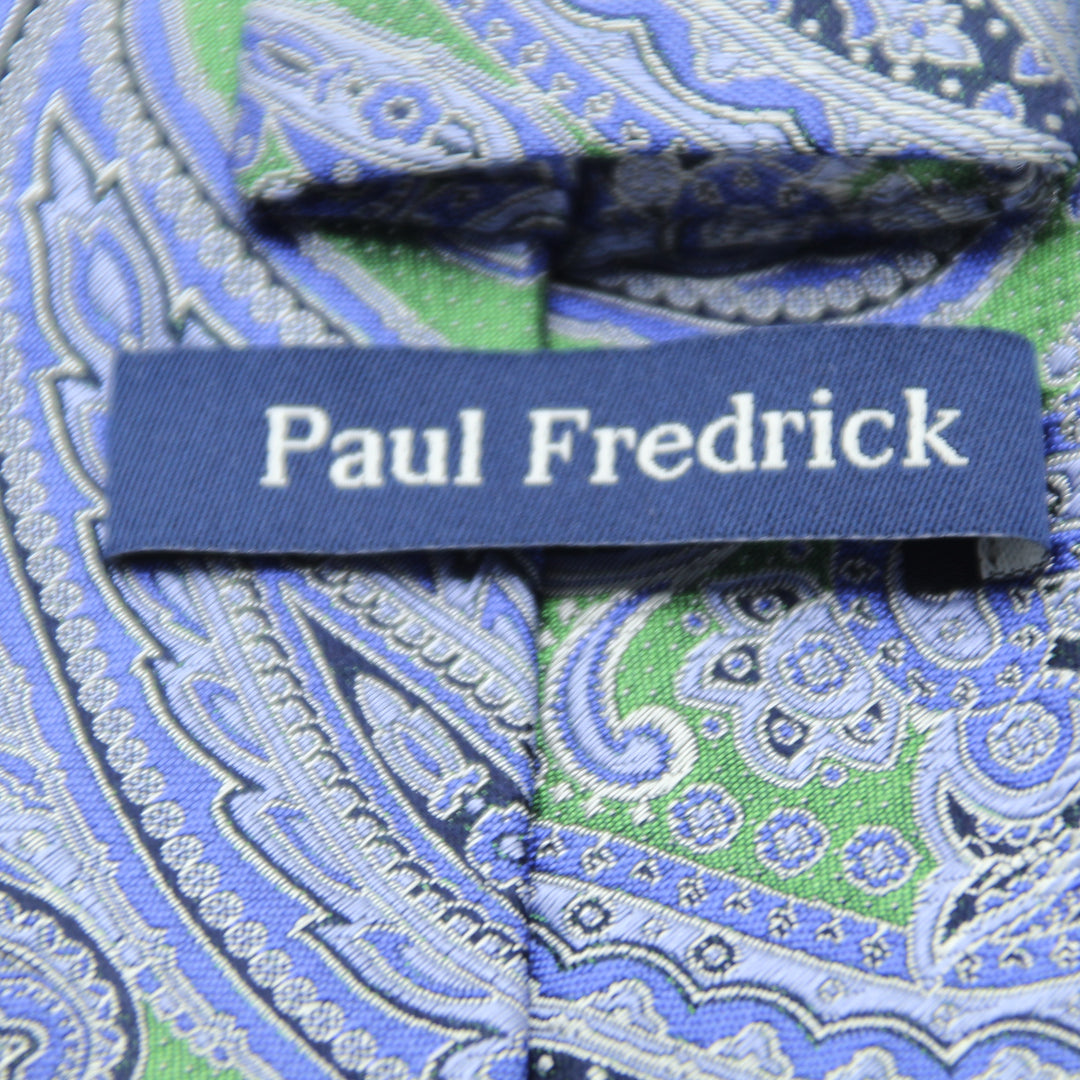Paul Fredrick Cravatta Blu e Verde in Seta Uomo