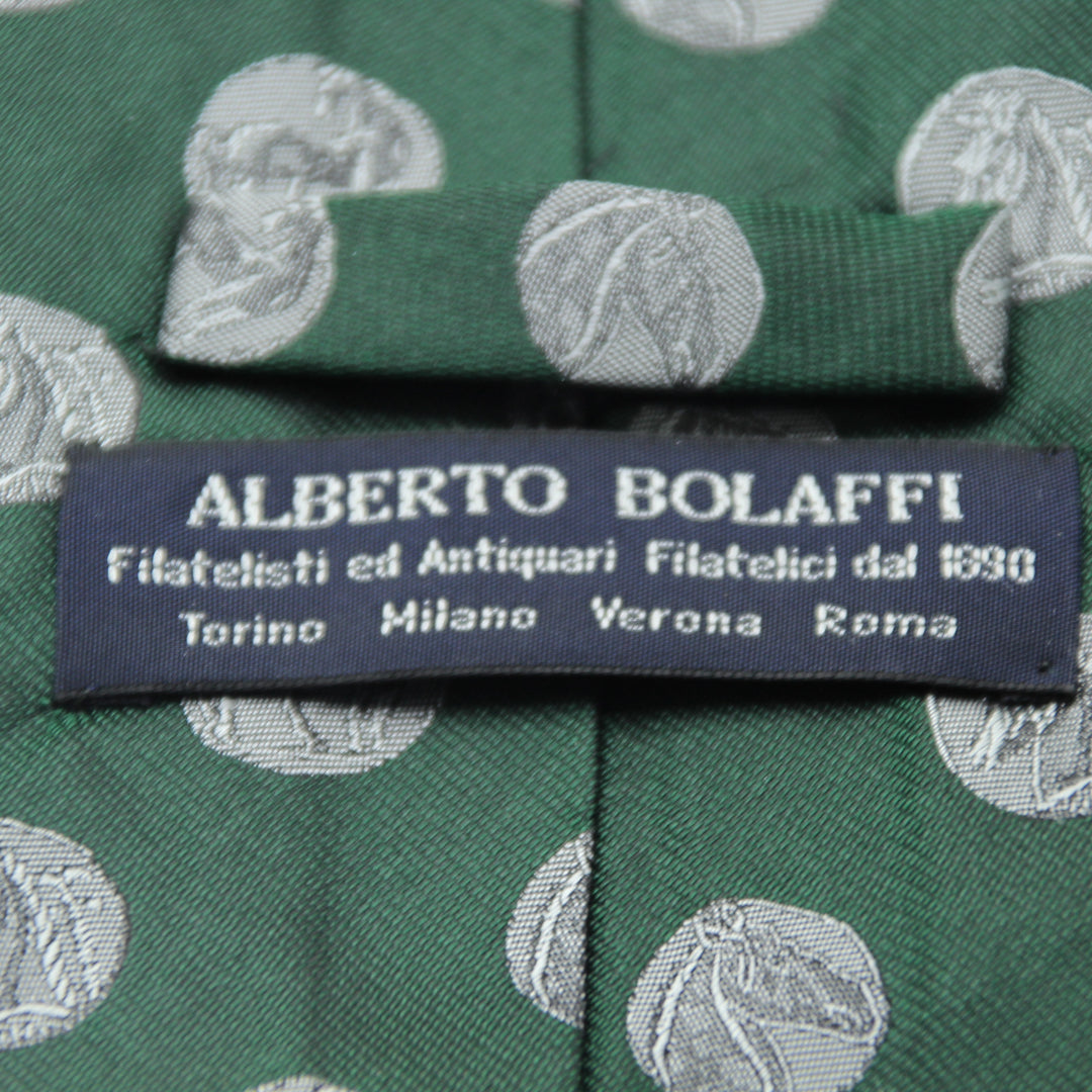 Alberto Bolaffi Cravatta Vintage Verde in Seta Uomo