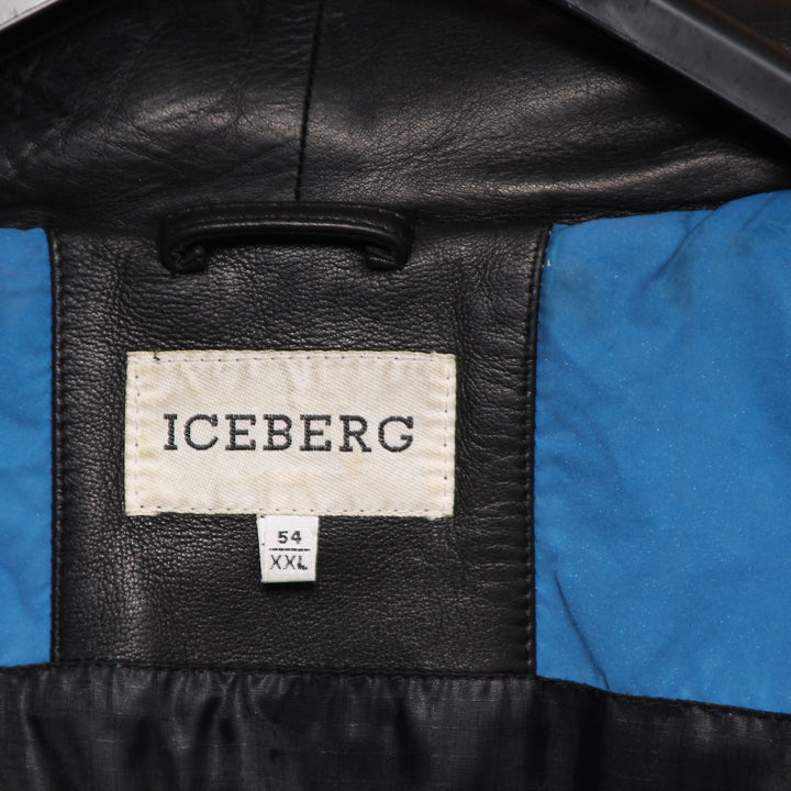 Iceberg Giacca in Pelle Vintage Nero Taglia XXL Uomo