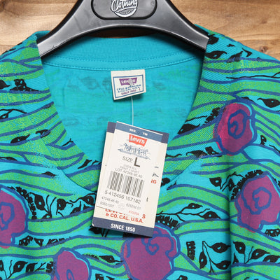Levi's T-Shirt Blu e Verde Taglia L Unisex Dead Stock w/Tags
