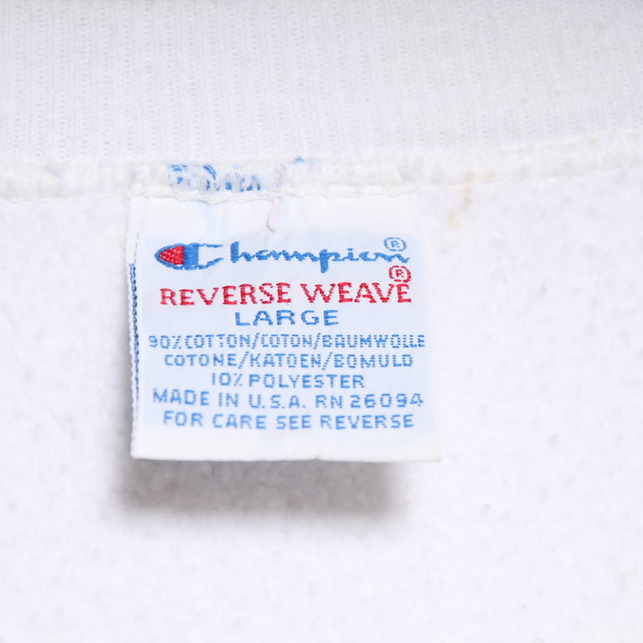 Champion Reverse Weave Felpa Vintage Bianco Taglia L Unisex Made in USA