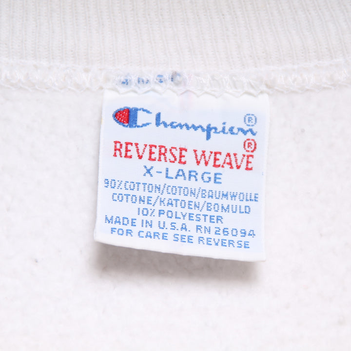 Champion Reverse Weave Felpa Vintage Bianco Taglia XL Unisex Made in USA