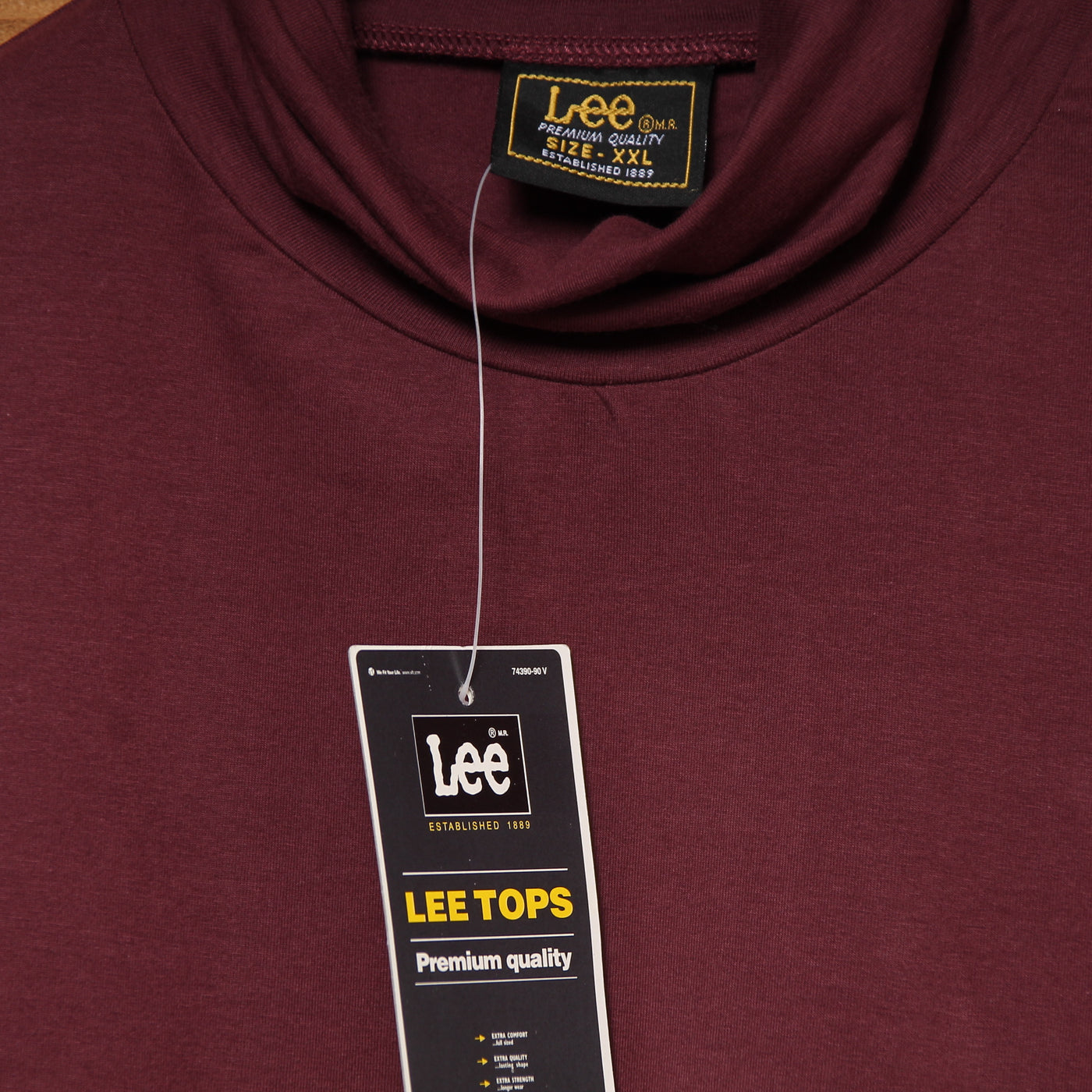 Lee Maglia a Collo Alto Bordeaux Taglia XXL Unisex Nuova Dead Stock w/Tags