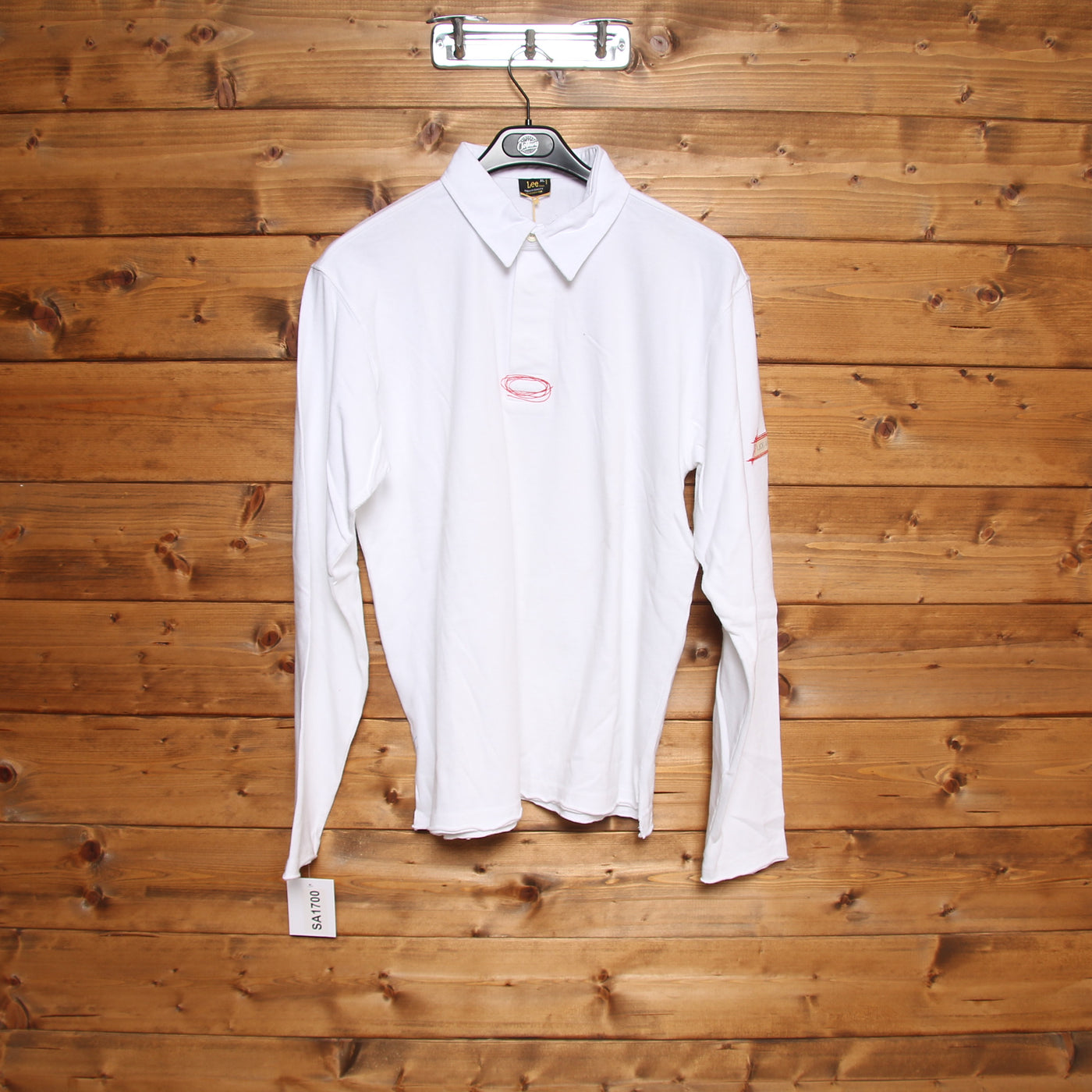 Lee Polo a Maniche Lunghe Bianco Taglia XL Uomo Nuova Dead Stock w/Tags