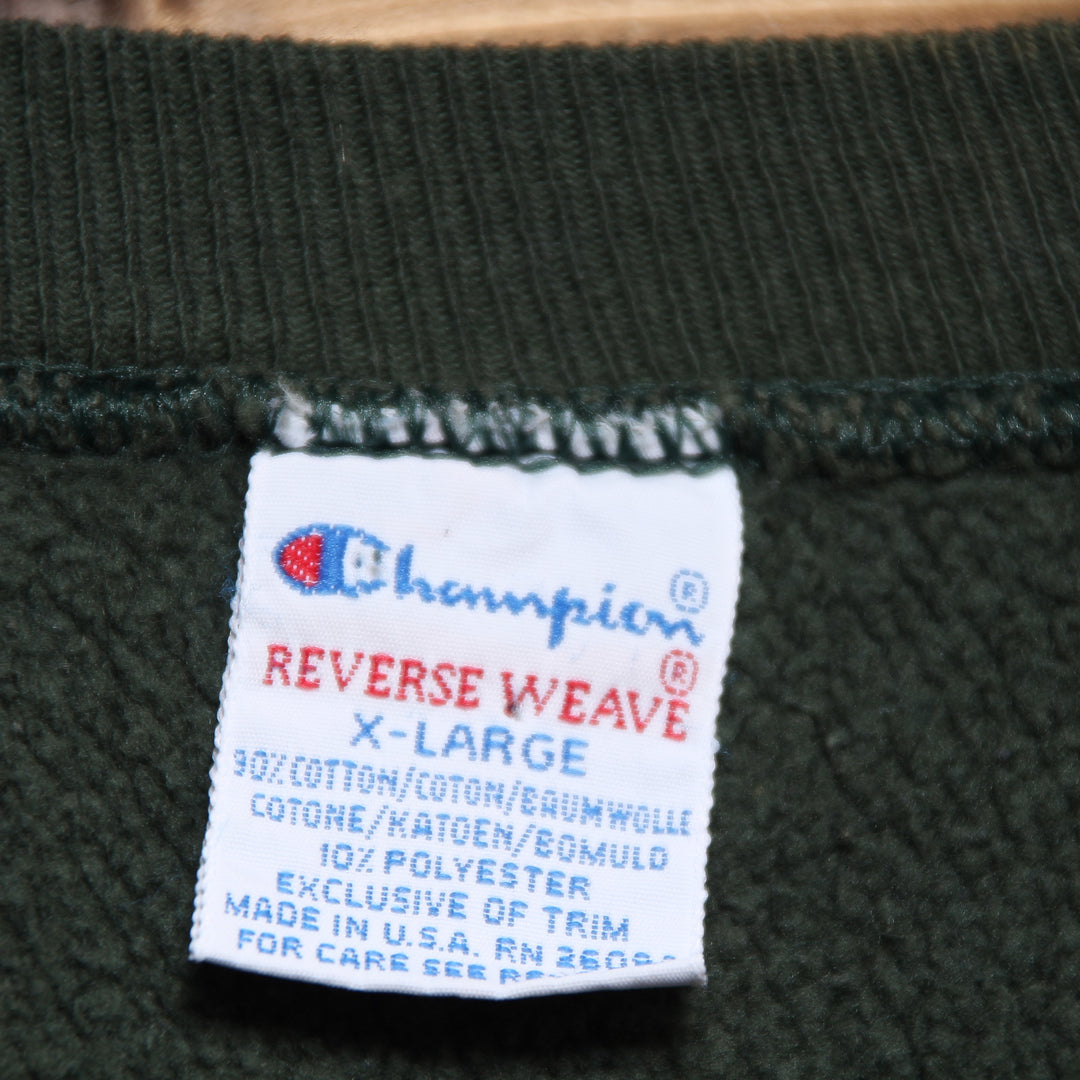 Champion Reverse Weave Felpa Vintage Verde Taglia XL Unisex Made in USA