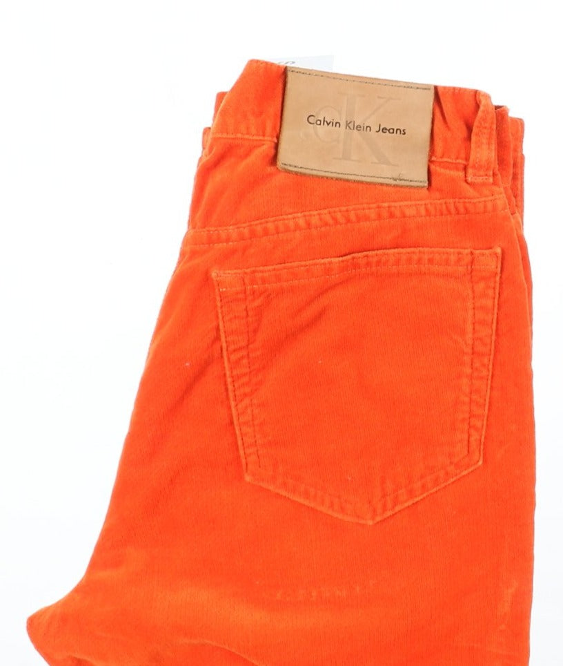 Calvin Klein Mom Fit Jeans in Velluto W29 Arancione Donna