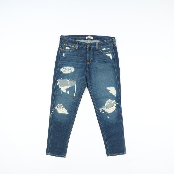 Hollister Mom Fit Strappato Jeans Denim W28 Donna