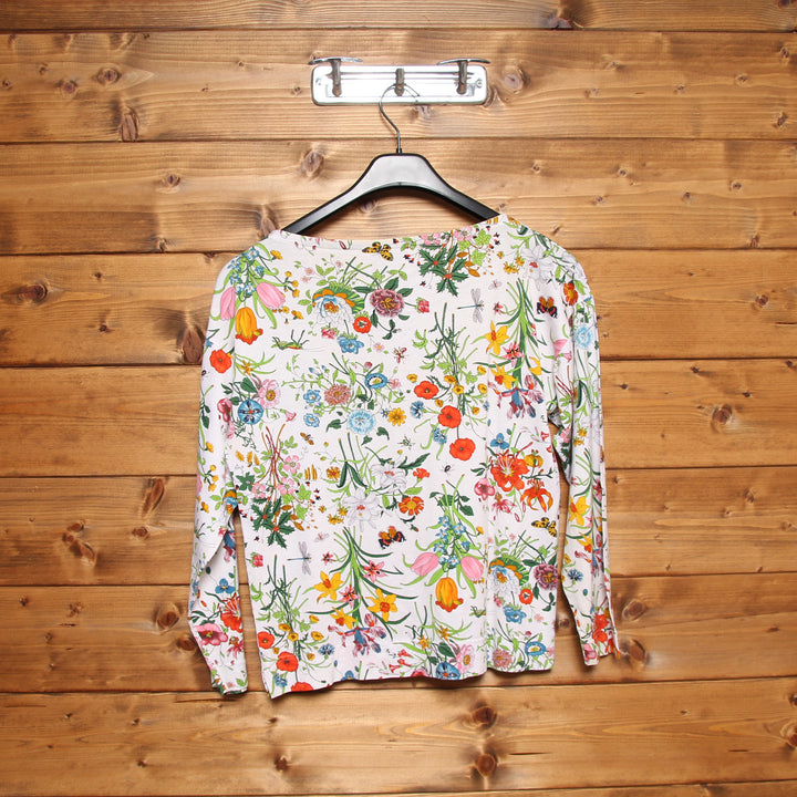 Casacca Gucci Maglia Bianco a Fiori Vintage Tg.S