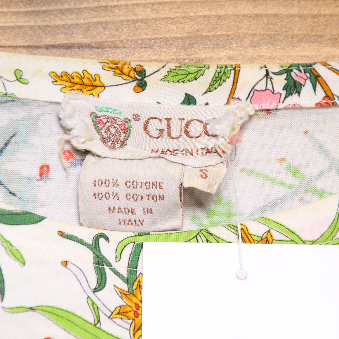 Casacca Gucci Maglia Bianco a Fiori Vintage Tg.S