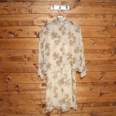 Casacca Abito Valentino Elegante Beige a Fiori Tg.46