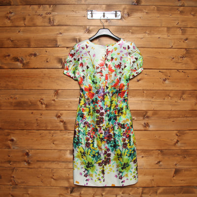 Abito Premier Paris Ungaro Tubino Vintage Celeste a Fiori Donna
