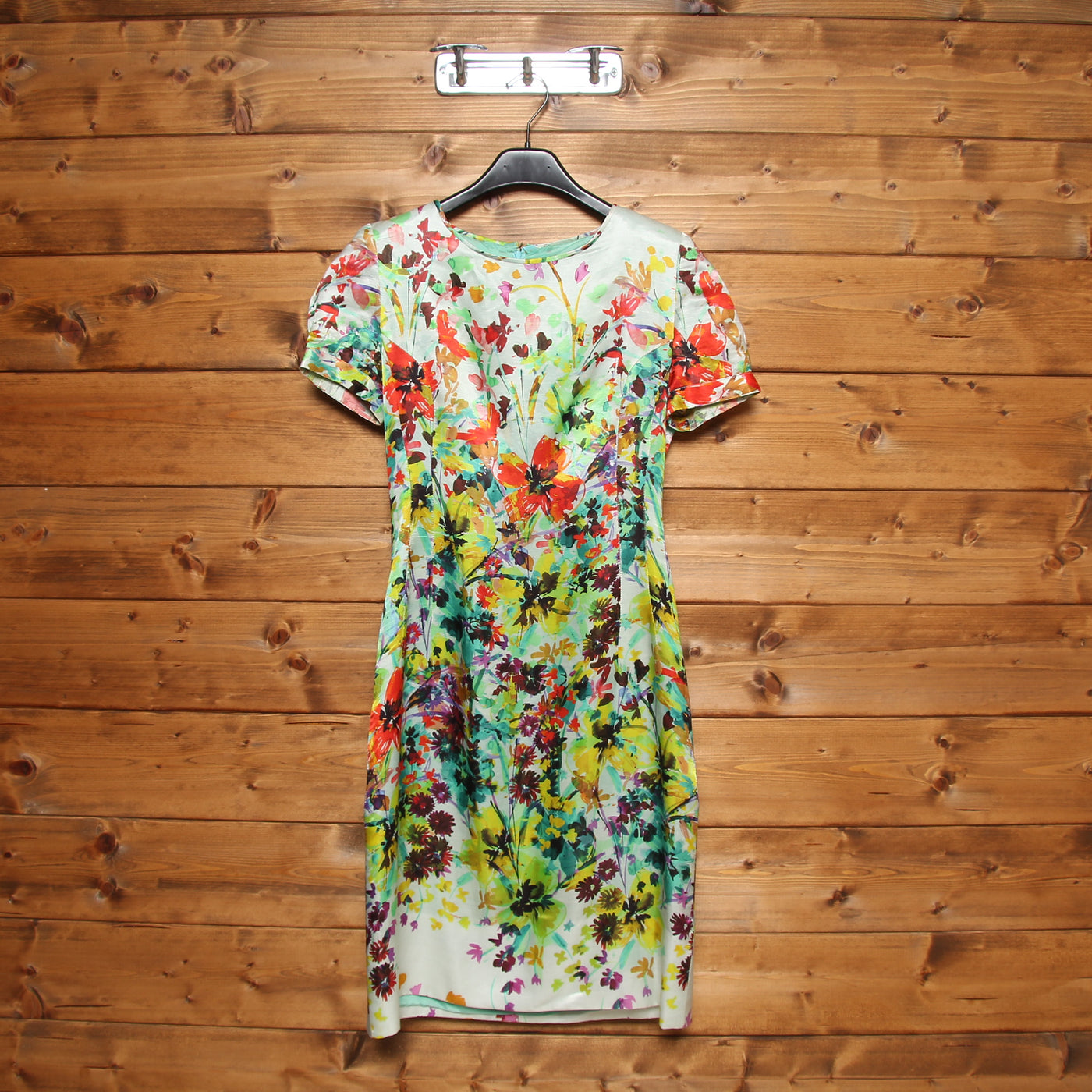 Abito Premier Paris Ungaro Tubino Vintage Celeste a Fiori Donna