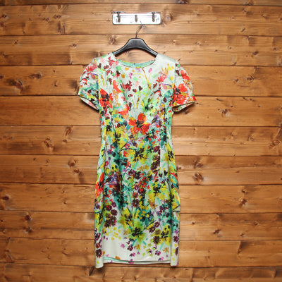 Abito Premier Paris Ungaro Tubino Vintage Celeste a Fiori Donna