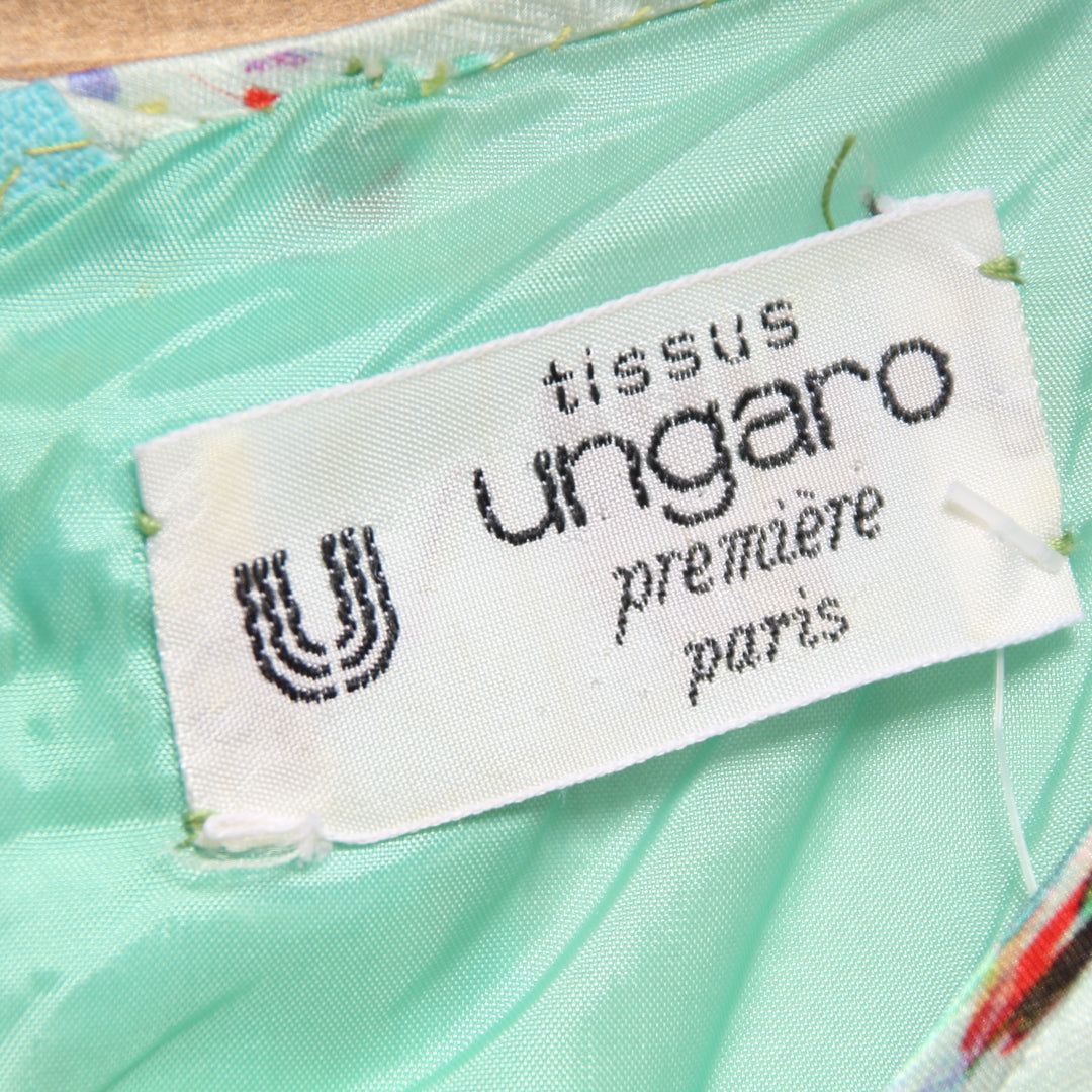 Abito Premier Paris Ungaro Tubino Vintage Celeste a Fiori Donna