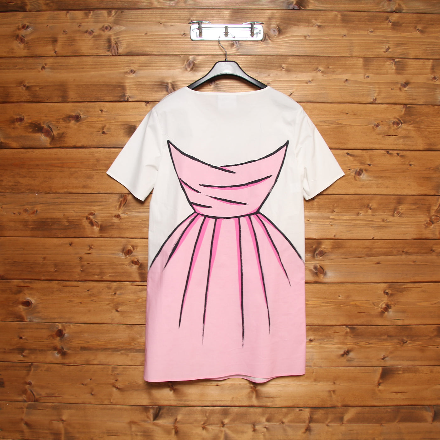 Abito Boutique Moschino Bianco Rosa con Fiocco Taglia 42 Donna w/Tags