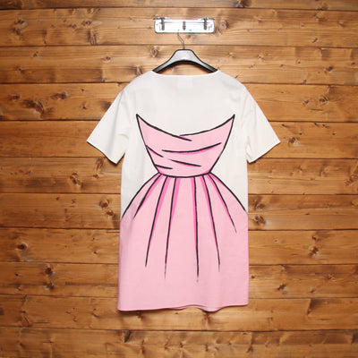 Abito Boutique Moschino Bianco Rosa con Fiocco Taglia 42 Donna w/Tags