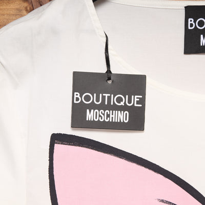 Abito Boutique Moschino Bianco Rosa con Fiocco Taglia 42 Donna w/Tags