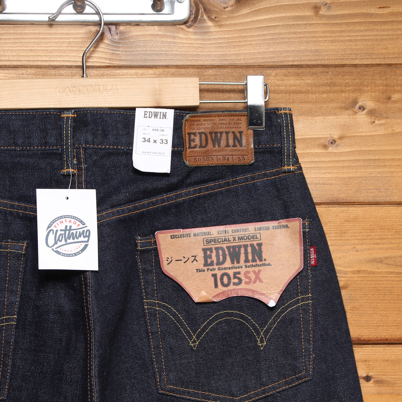 Edwin 105SX 5054 W34 Denim Unisex Vita Alta Dead Stock w/Tags