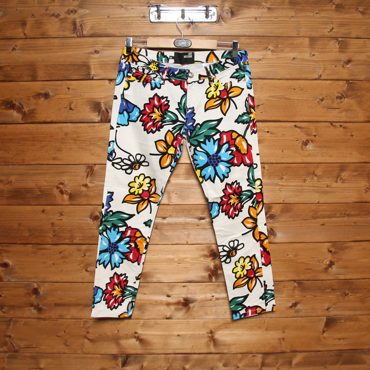 Love Moschino Jeans W29 Bianco con Fantasia Donna Vita Bassa