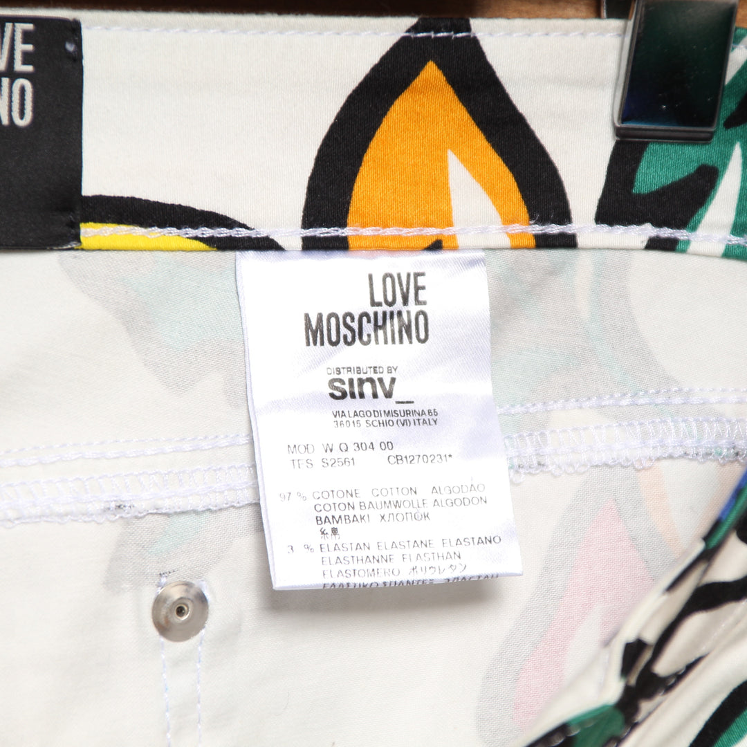 Love Moschino Jeans W29 Bianco con Fantasia Donna Vita Bassa