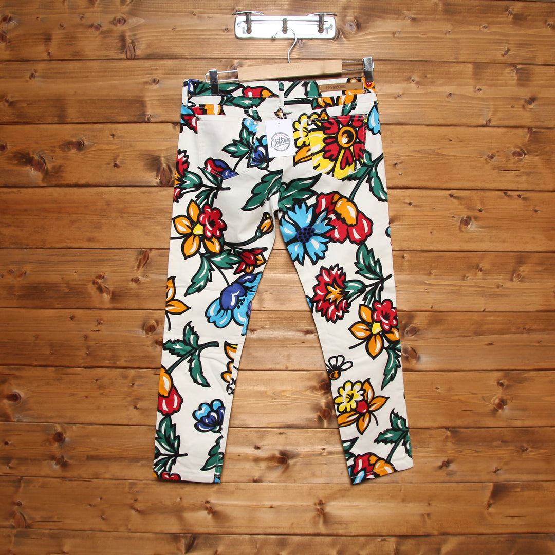 Love Moschino Jeans W29 Bianco con Fantasia Donna Vita Bassa