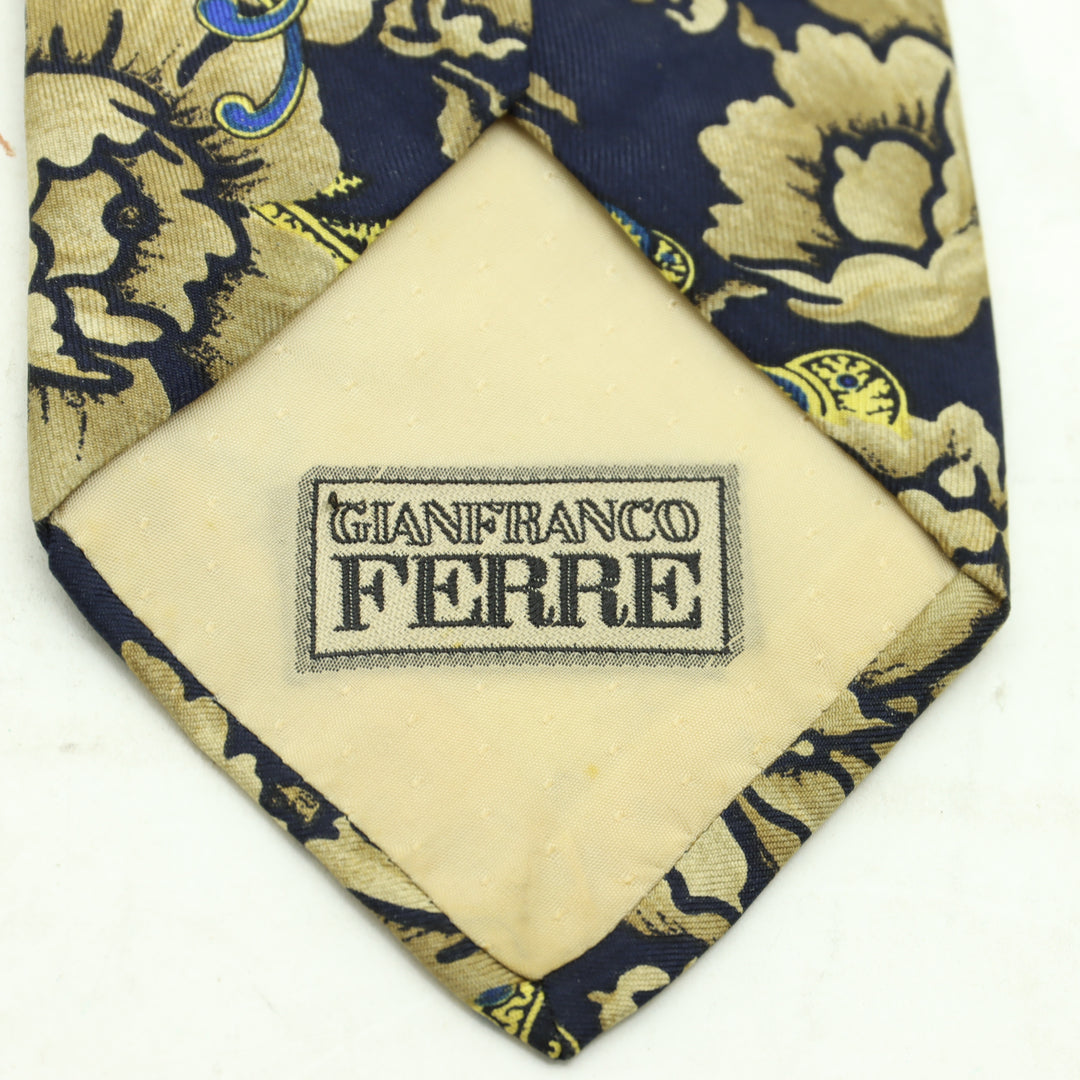 Gianfranco Ferrè Cravatta Vintage Uomo Blu in Seta