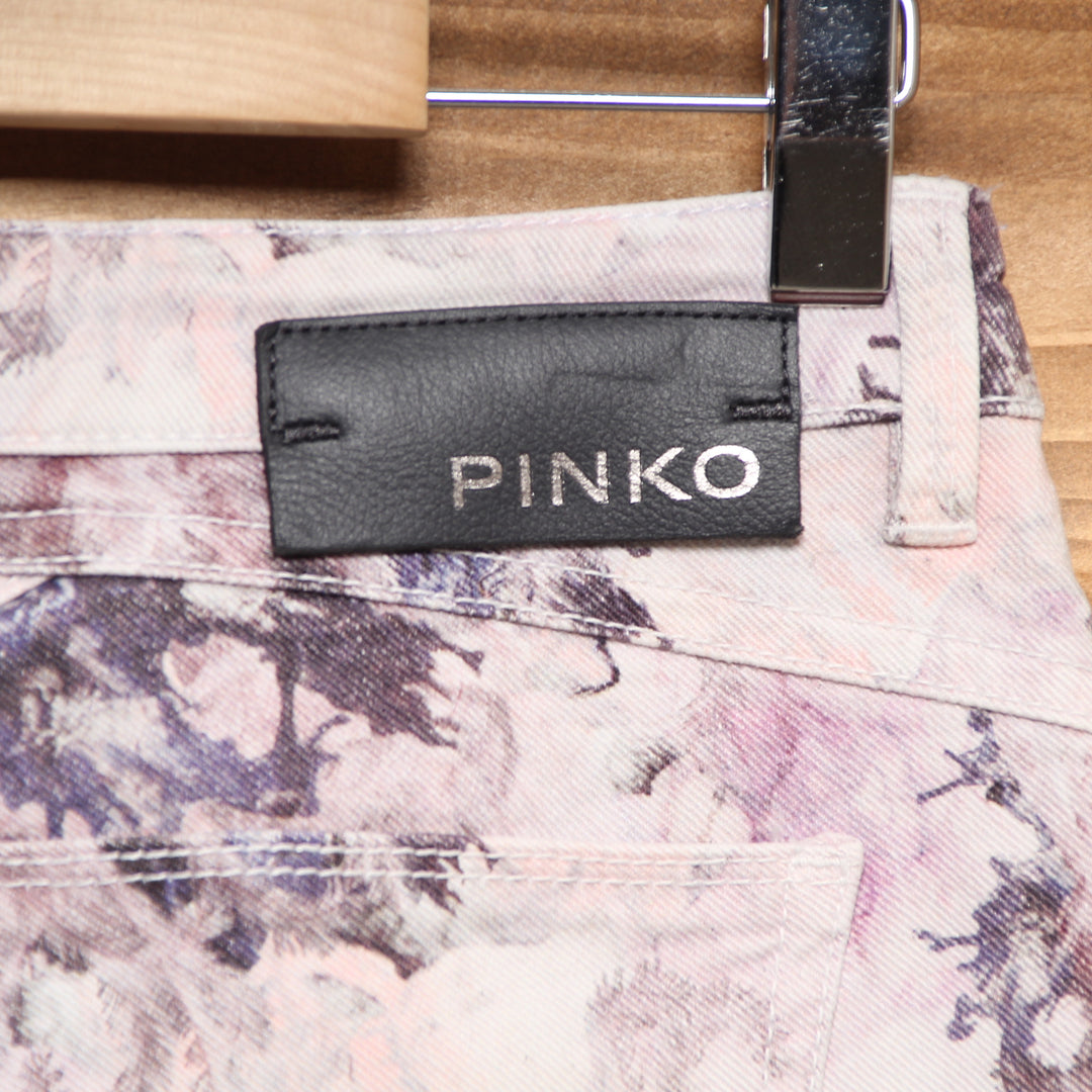 Pinko Jeans W27 Rosa con Fantasia Donna Vita Bassa