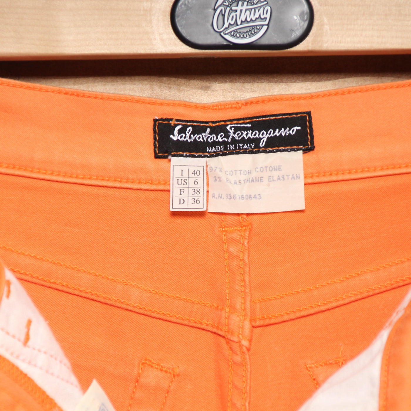 Salvatore Ferragamo Jeans 40 Arancione Donna Vita Alta
