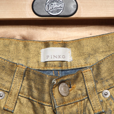 Pinko Jeans W28 Oro e Denim Donna Vita Media