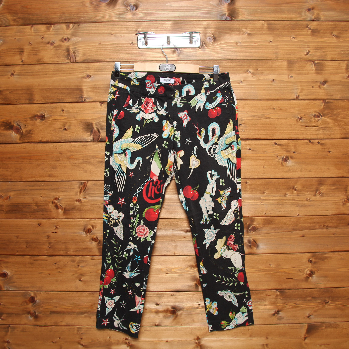 Moschino Jeans 42 Nero con Fantasia Donna Vita Bassa