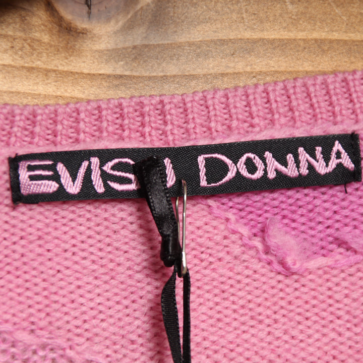 Evisu Maglione Rosa Taglia XS Donna Deadstock w/Tags