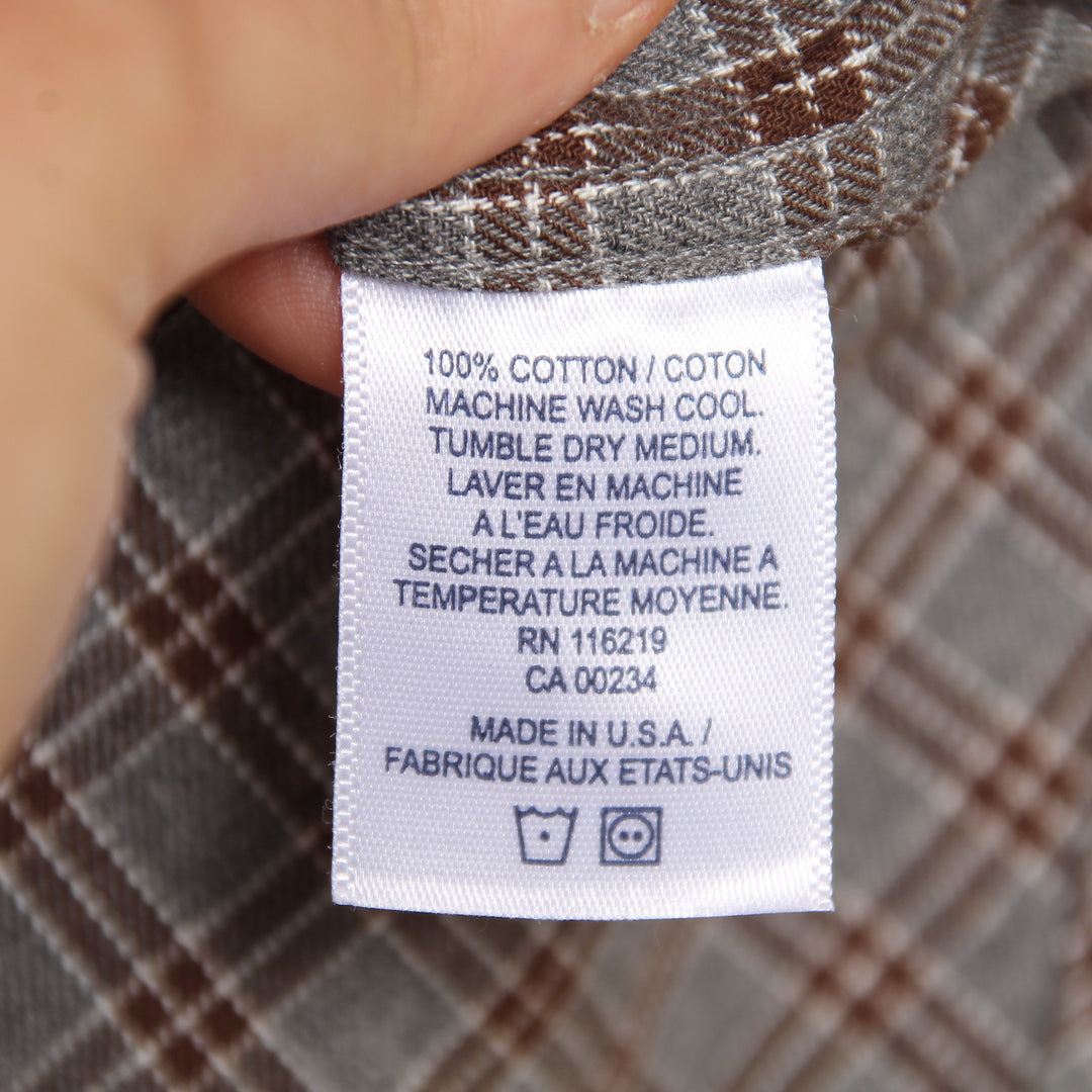 Steven Alan Camicia Grigio e Marrone Taglia L Uomo Made in USA Deadstock w/Tags