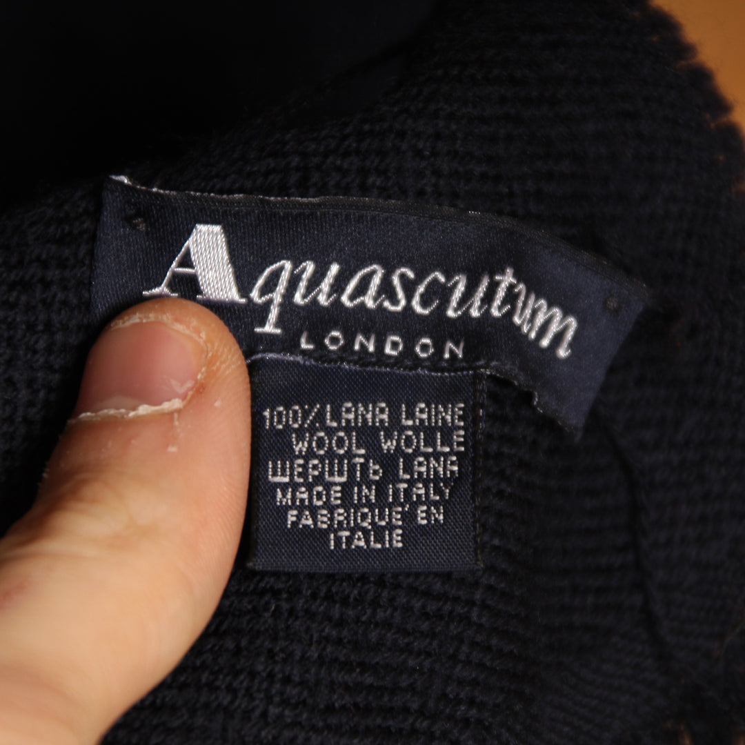 Aquascutum Sciarpa Rettangolare Usato Unisex Blu Made In Italy