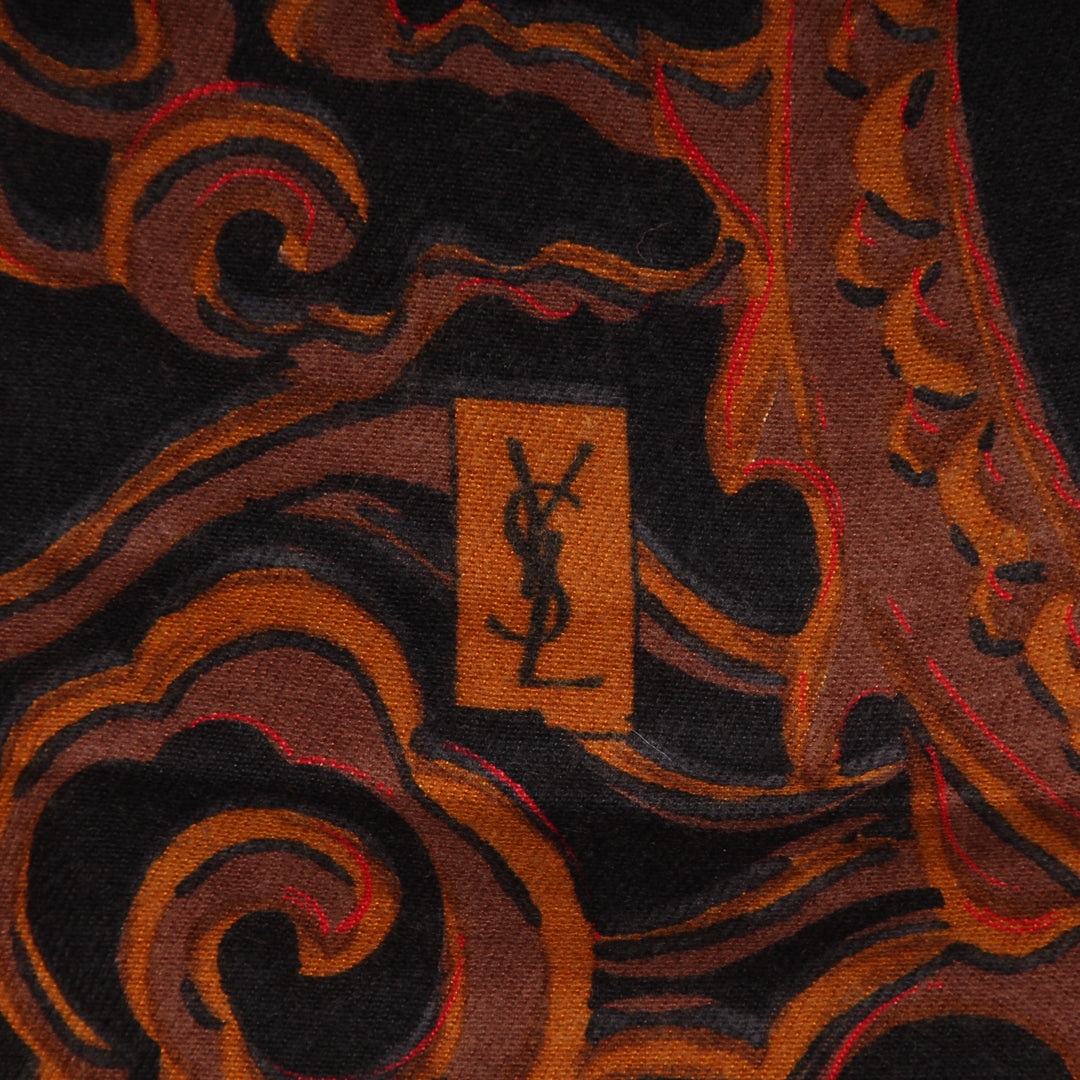 Yves Saint Laurent Sciarpa Rettangolare Usato Donna Marrone e Nero Vintage