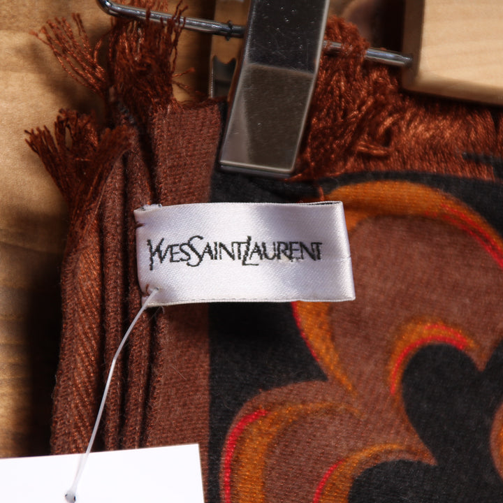Yves Saint Laurent Sciarpa Rettangolare Usato Donna Marrone e Nero Vintage