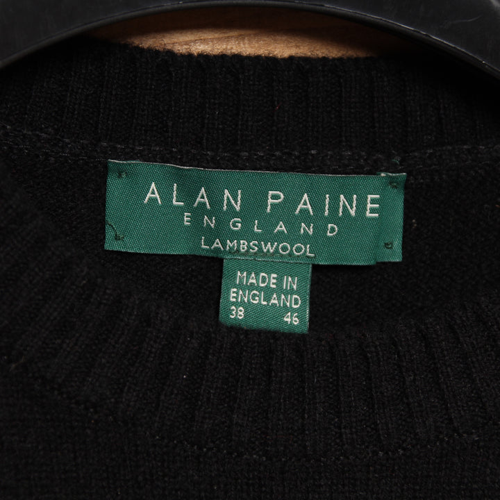 Alan Paine Maglione Girocollo Nero Taglia 38 Unisex Deadstock w/Tags