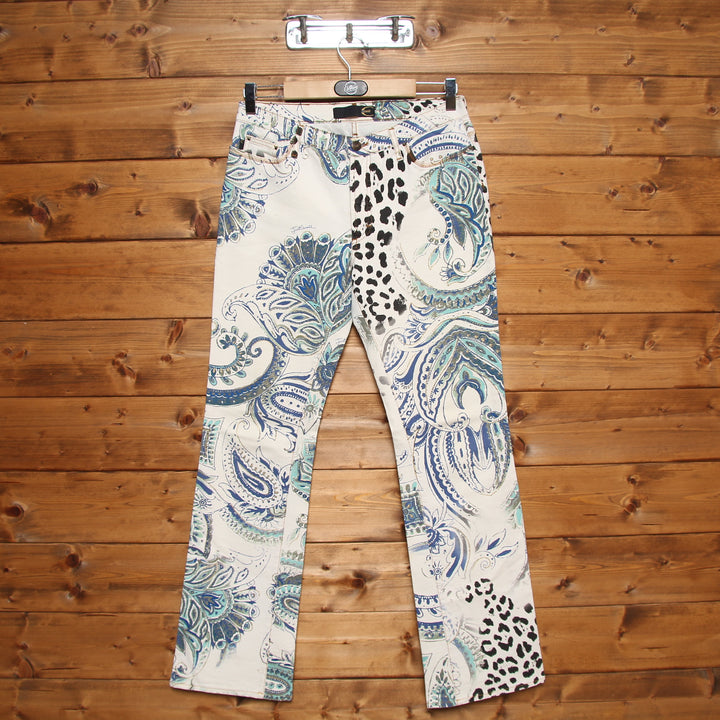 Just Cavalli Jeans Bianco con Fantasia W33 Donna Vita Alta