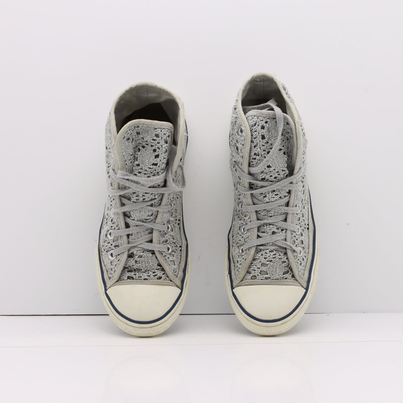 Converse All Star Alte Argentate Merlettate Eur 35 Youth