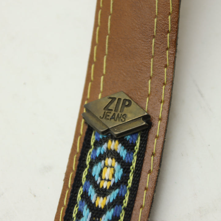 Zip Jeans Cintura Vintage Uomo Marrone