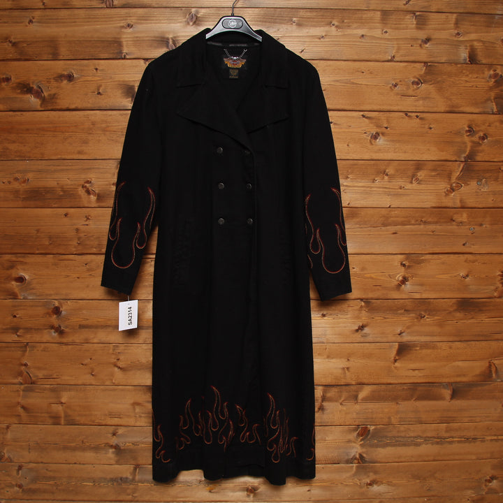Harley Davidson Trench Doppio Petto Nero Taglia L Donna