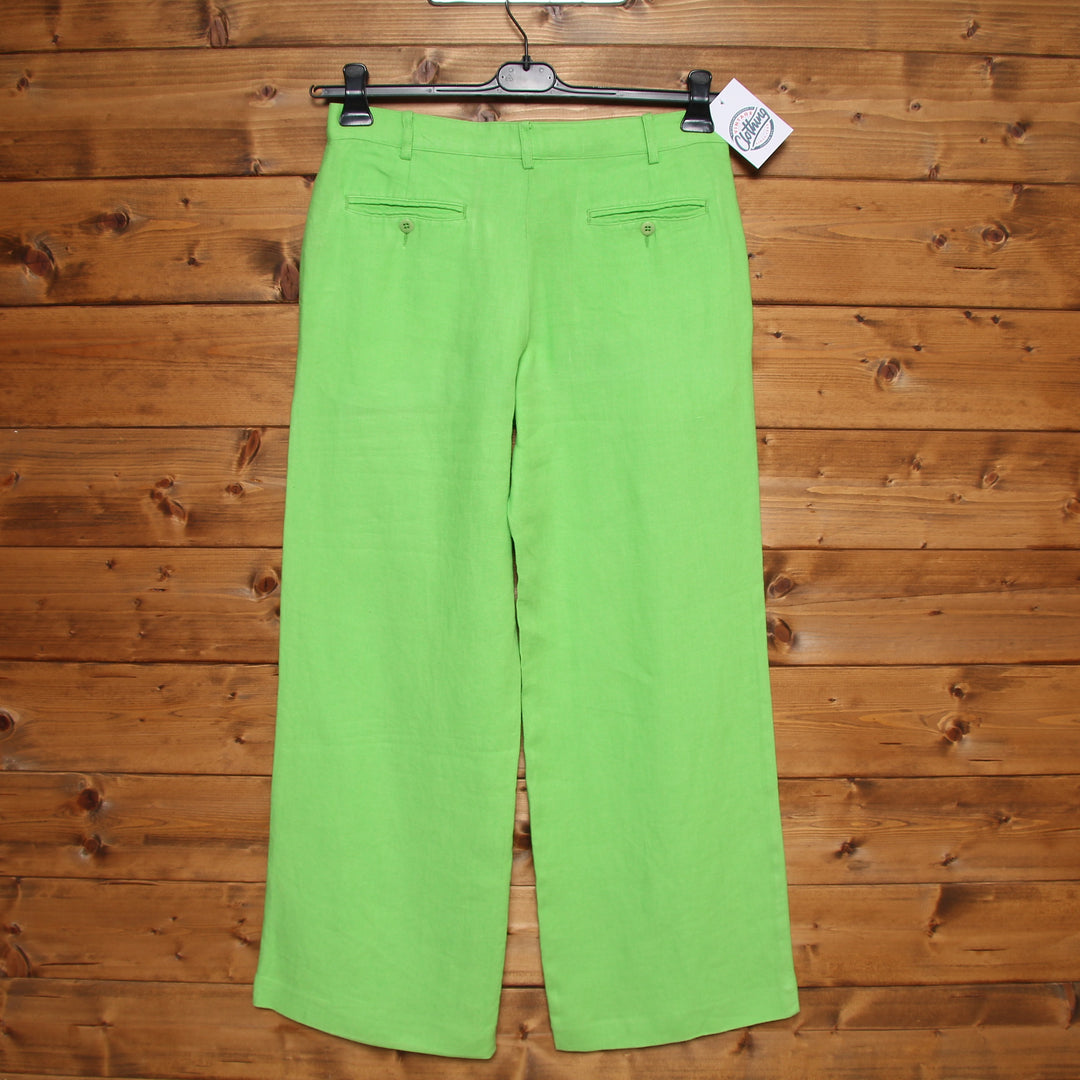 Ralph Lauren Pantalone in Lino Verde Taglia 10 Donna