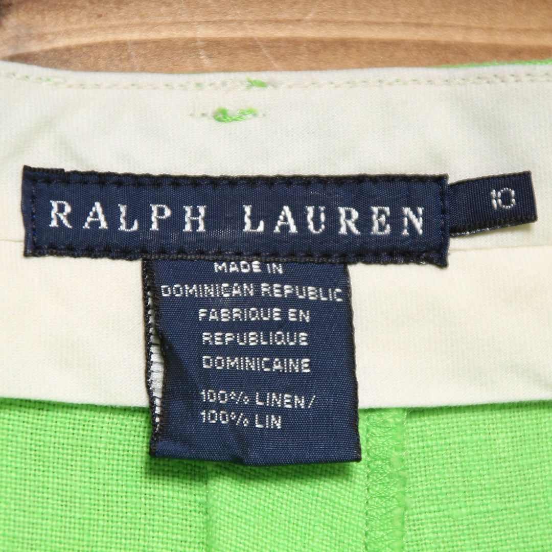 Ralph Lauren Pantalone in Lino Verde Taglia 10 Donna